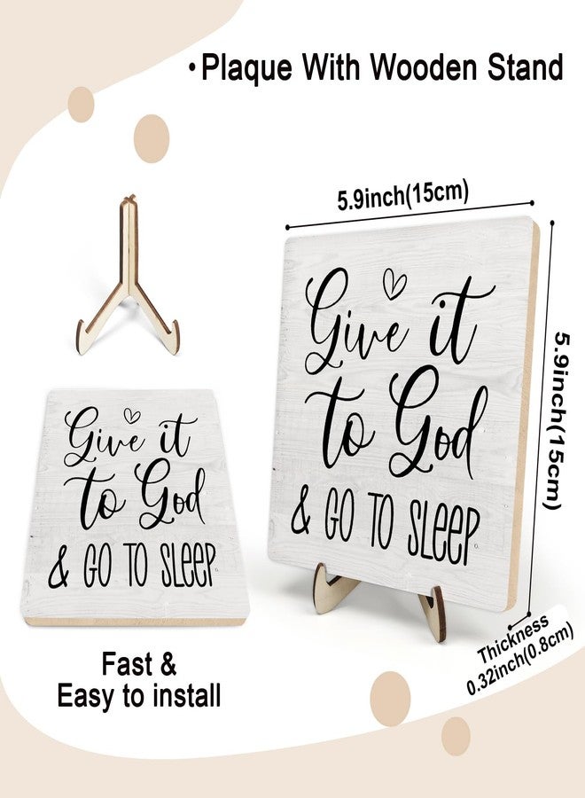 DMADNF Christian Inspirational Wooden Sign, Christian Decor, Bible Verse Quote Decor for Home Office Tabletop Shelf Decor, Christian Gifts for Women, Give It to God and Go to Sleep Sign (Grey-01) - Image 2
